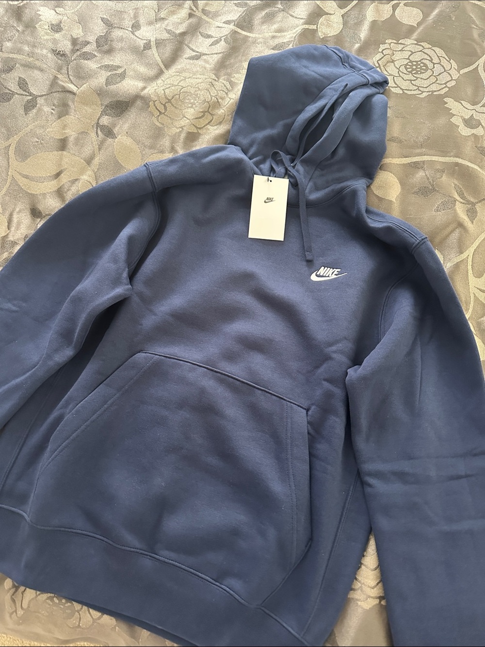Nike Blue Hooded Pullover with White Logo